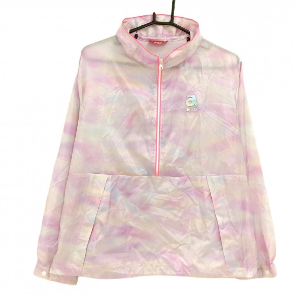アルチビオ ブルゾン ピンク系 ハーフジップ 薄手 裾ドローコード 飾り