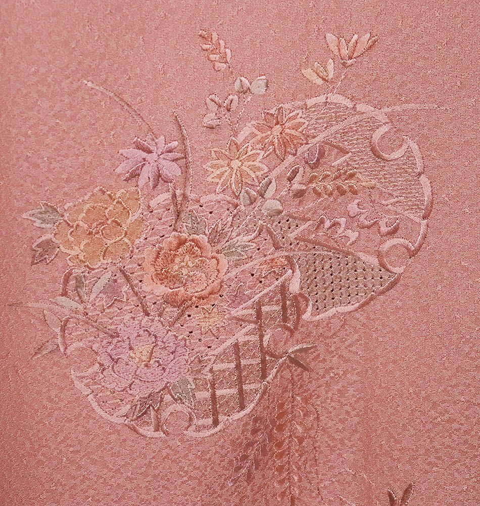 D671 訪問着　総刺繍　雪輪　萩　一つ紋　正絹着物　袷　しつけ付き未使用極美品 D671 訪問着 総刺繍 雪輪 萩 一つ紋 正絹着物 袷 しつけ付き未使用極美