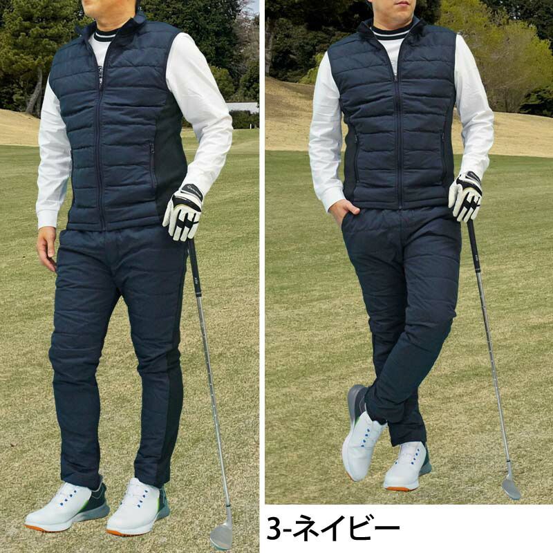 ゴルフウェア セットアップ メンズ 上下セット ダウンベスト ゴルフ