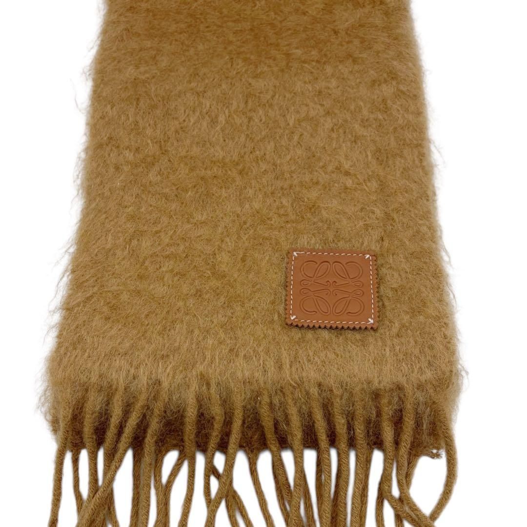 ⭐️ほぼ未使用⭐️ ロエベ マフラー モヘア アナグラム レザーロゴ ⭐️美品⭐️ ロエベ マフラー モヘア アナグラム レザーロゴ ブラウン