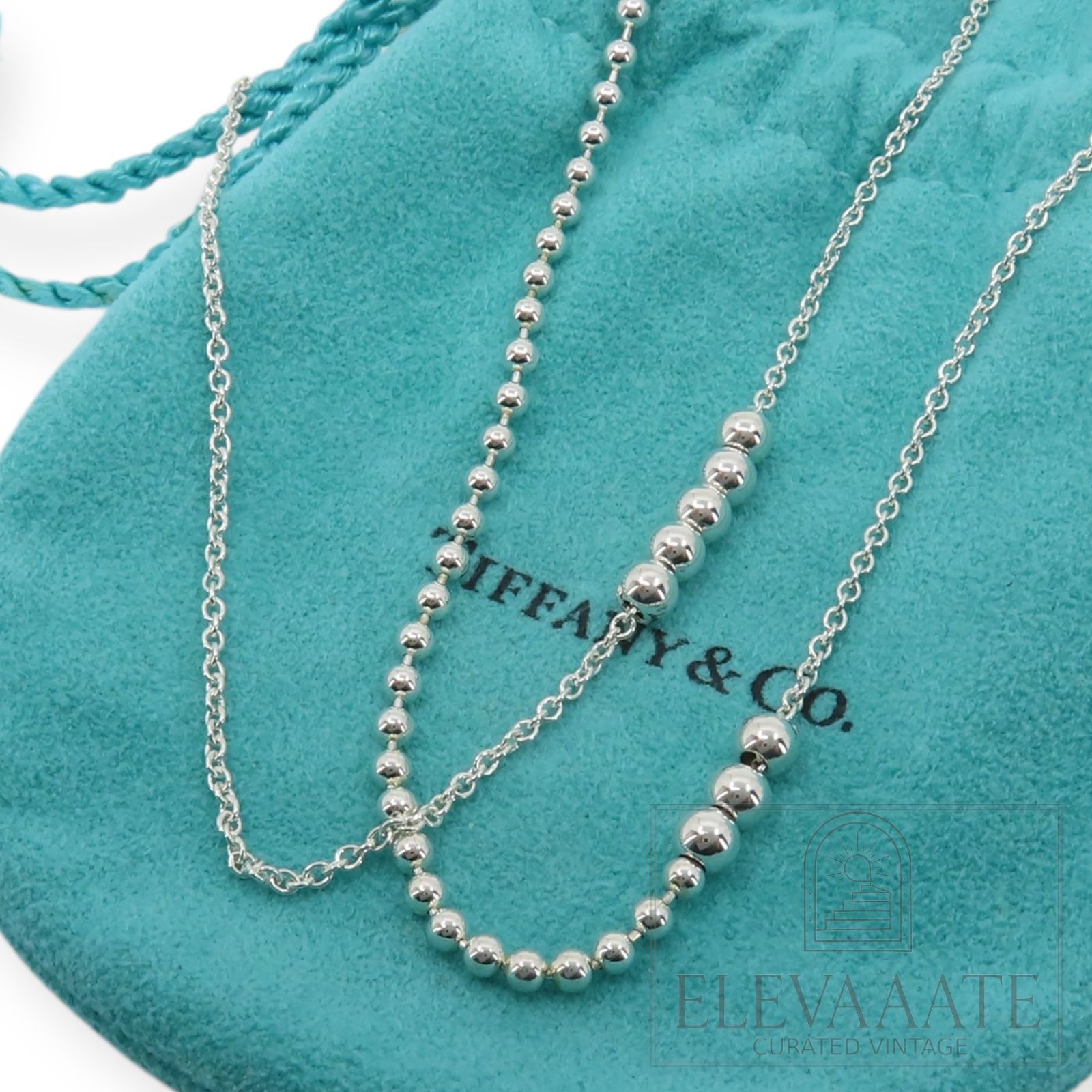 未使用 Tiffany&Co. ティファニー ミックス ビーズ シルバー ロング