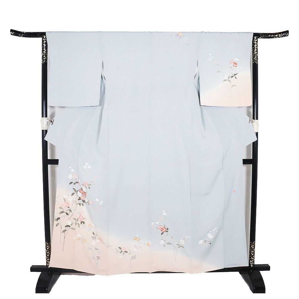 訪問着 作家物 椿の花 暈し 薄柳色 KK-1846 訪問着 作家物 椿の花 暈し 薄柳色 KK-1846