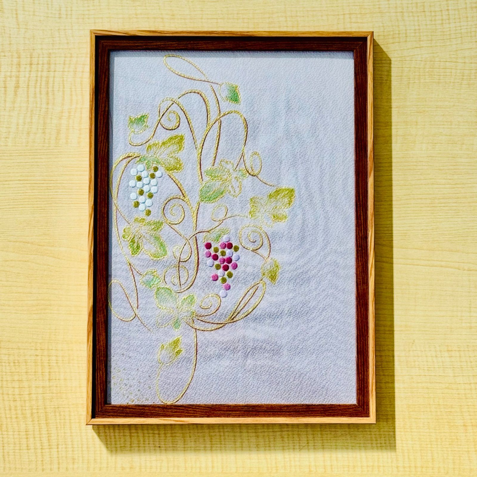 着物リメイク】人間国宝 福田喜重 日本刺繍 葡萄文様 着物刺繍 額装