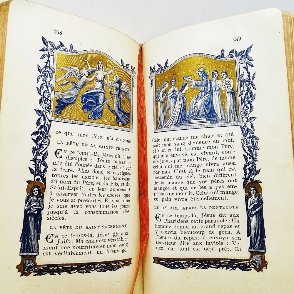 アンティーク　祈祷書　フランス　1891年　革装　聖書　挿画入り　キリスト　古書 アンティーク 祈祷書 フランス 1891年 革装 聖書 挿画入り キリスト