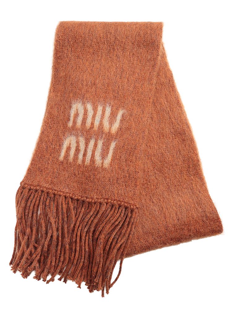 MIU MIU (ミュウミュウ) モヘヤ ロゴ マフラー - メルカリ