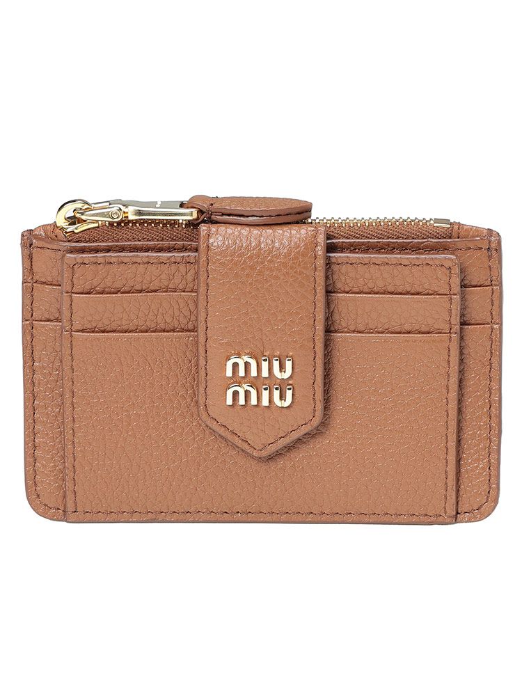 MIU MIU (ミュウミュウ) シボレザー メタルロゴ カードケース - メルカリ