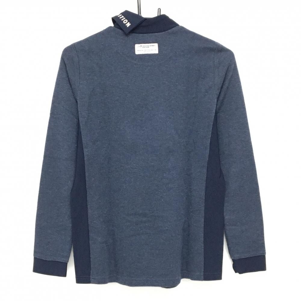 マスターバニー 長袖ハイネックシャツ 杢ネイビー ネックロゴ