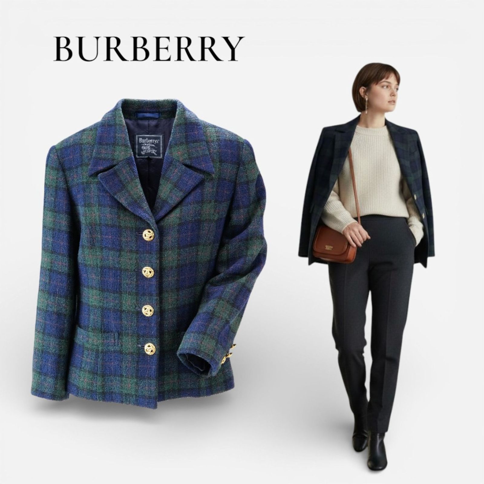 希少】 BURBERRY バーバリー ブラックウォッチ テーラードジャケット 7