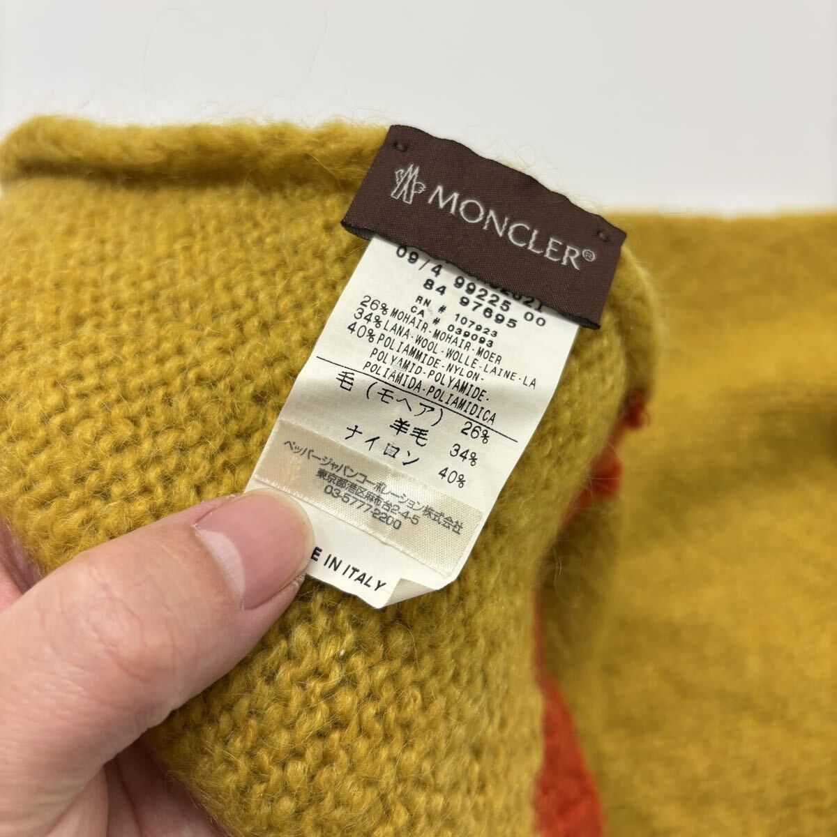 MONCLER モンクレール 茶タグ モヘア 混 マフラー MADE IN ITALY