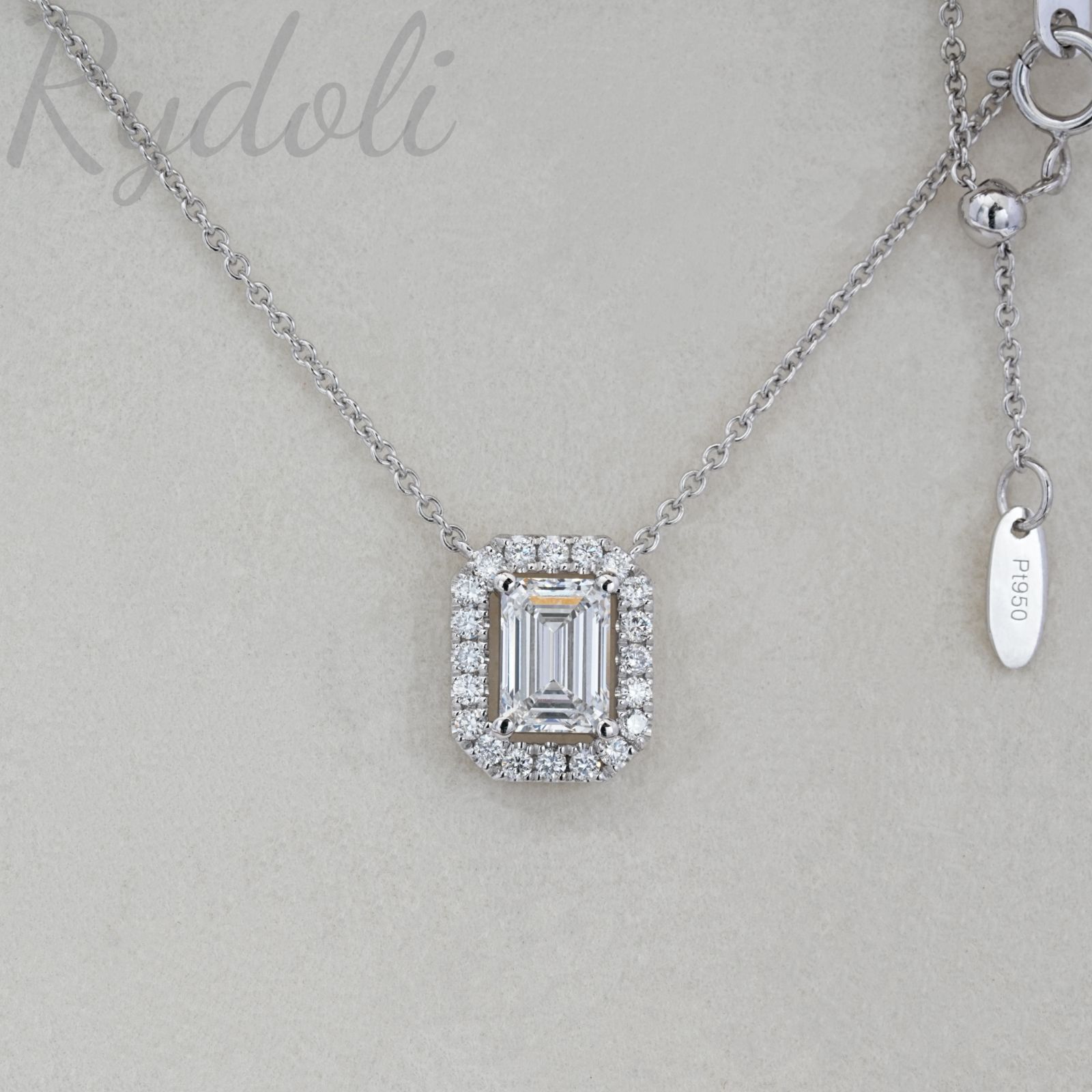 即納発送 Pt950 1.08ct エメラルドカット ダイヤネックレス ラボ