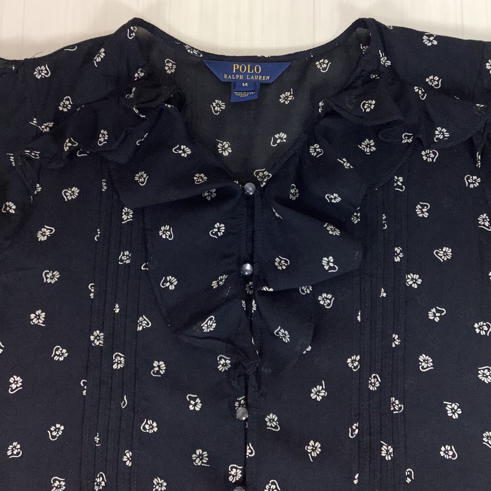 POLO RALPH LAUREN ポロラルフローレン フリル プリーツ 半袖ブラウス 