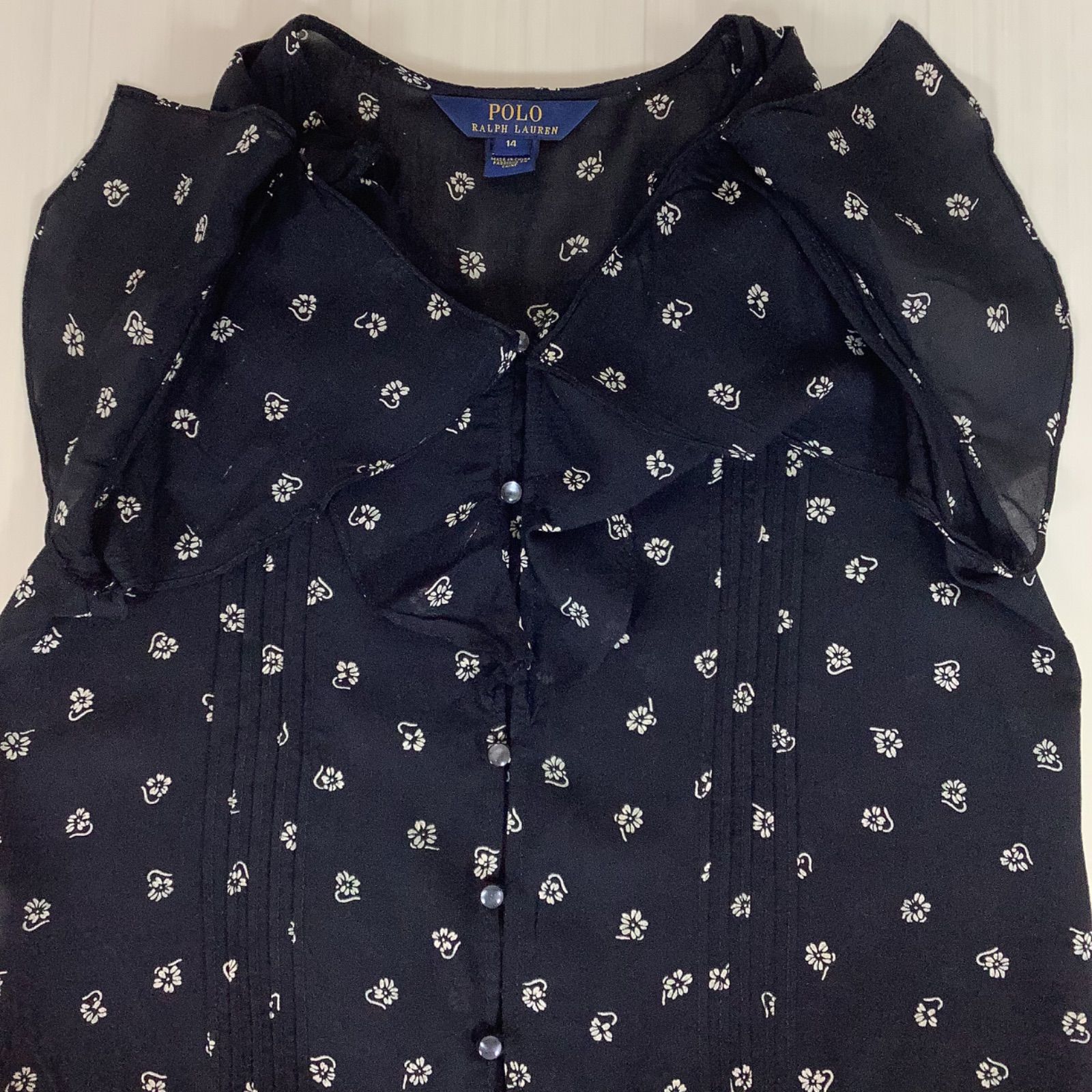 POLO RALPH LAUREN ポロラルフローレン フリル プリーツ 半袖ブラウス 
