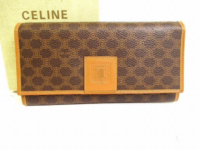 セリーヌ CELINE ヴィンテージ マカダム レザー がま口 ロング