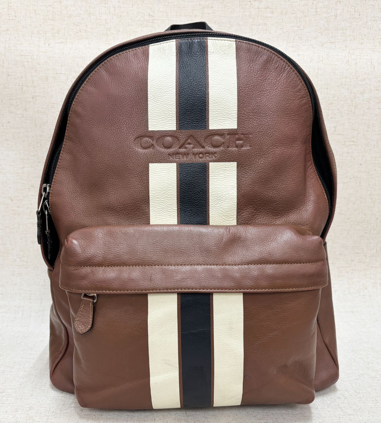 COACH コーチ リュックサック レザー ヴァーシティ ブラウン 大容量