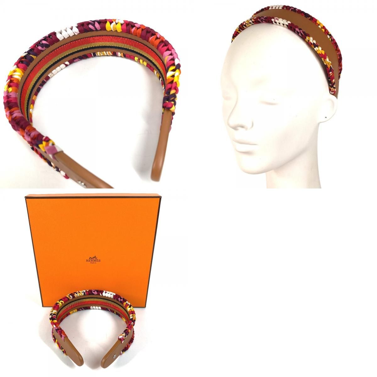 HERMES エルメス カチューシャ グレースシルク グレース シルク レザー