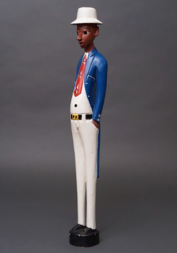 アフリカ コートジボワール コロン人形 XLサイズ No.4 ブルーの