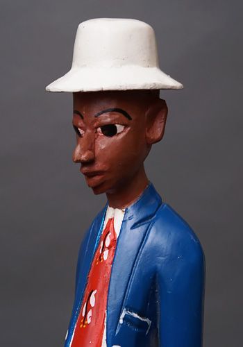 アフリカ コートジボワール コロン人形 XLサイズ No.4 ブルーの