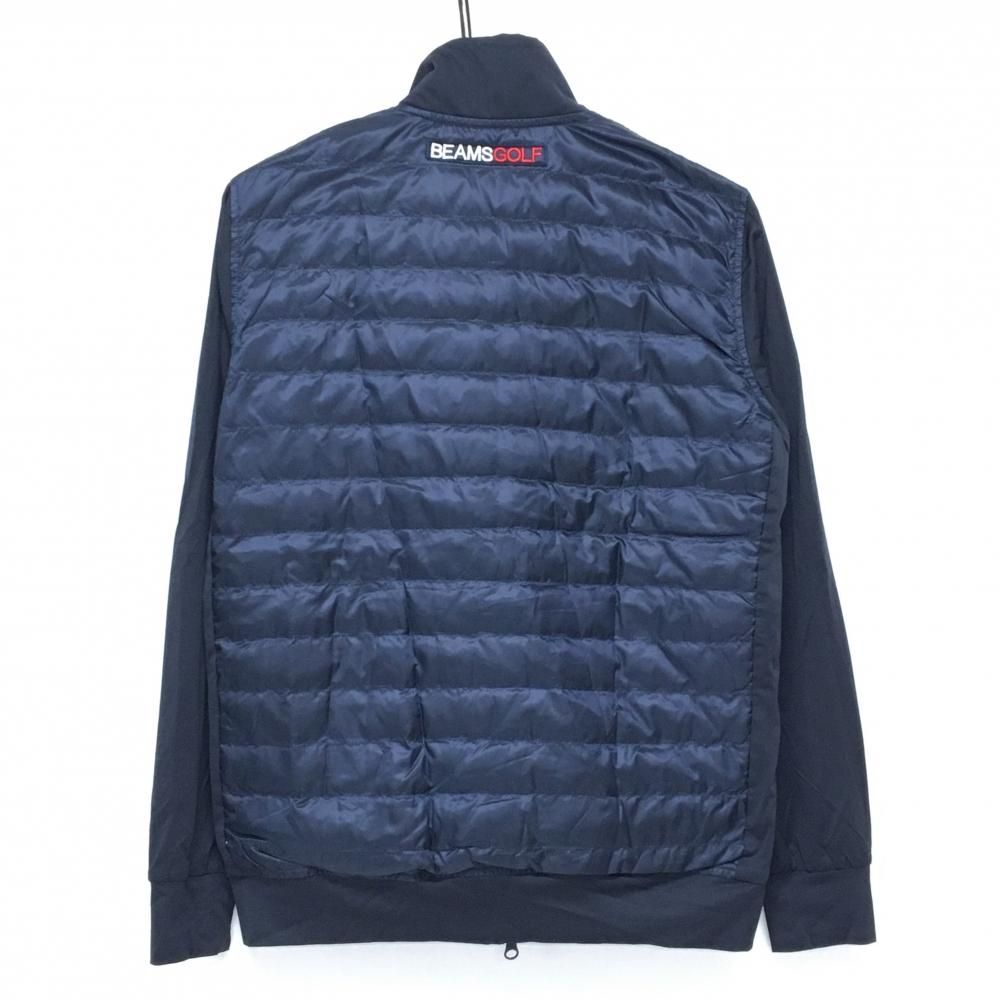 ビームスゴルフ 切替ダウンジャケット ネイビー ロゴワッペン 身頃