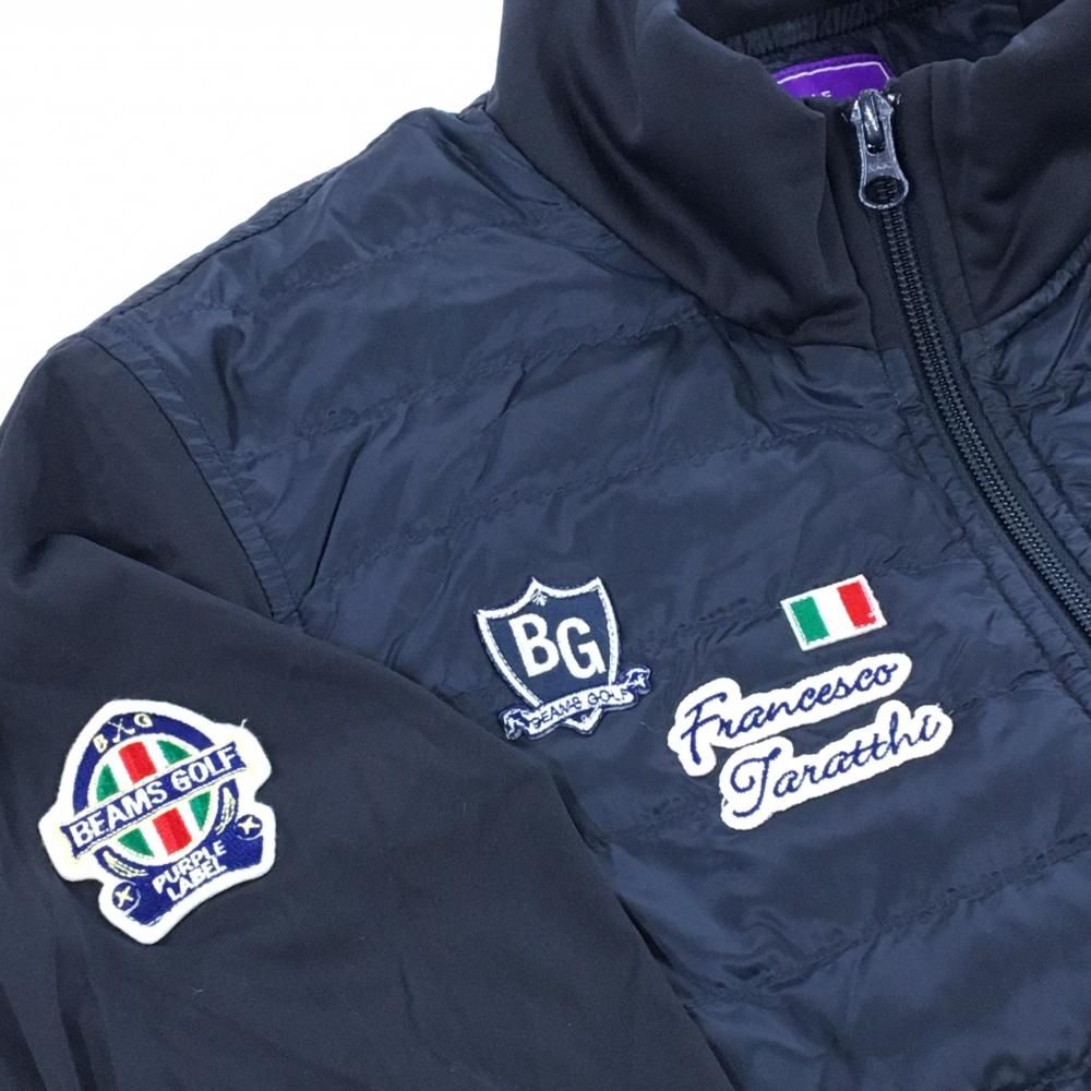 ビームスゴルフ 切替ダウンジャケット ネイビー ロゴワッペン 身頃