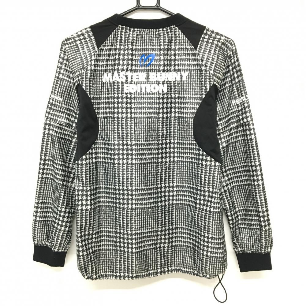 美品！マスターバニーワッフルメッシュニットシャツ 美品】マスターバニー 2WAYスニード 黒×ライトグレー グレンチェック調