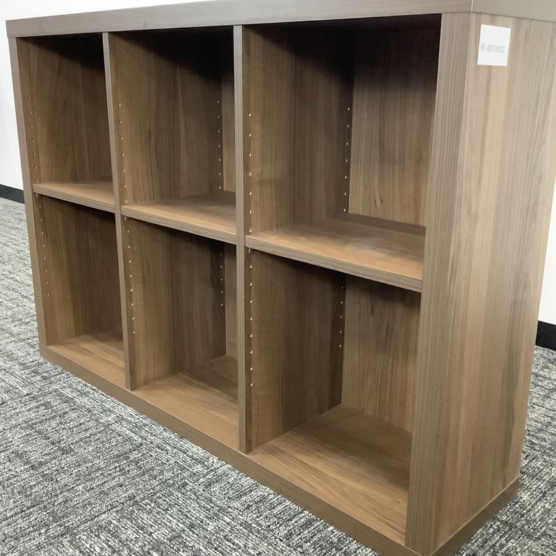中古 ブックシェルフ 本棚 2段3列 幅1100×奥行280×高さ770mm ブラウン