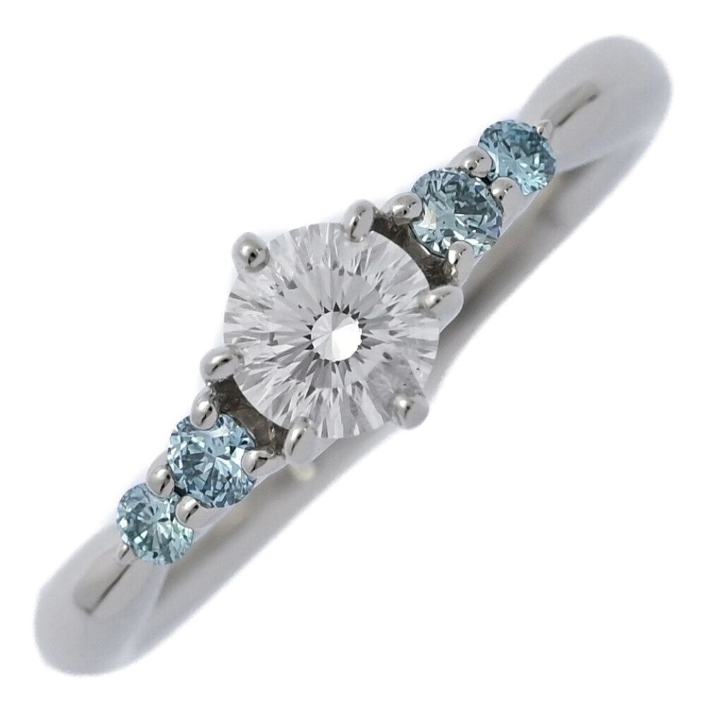 【だい】pt999 ブルーダイヤリング未使用品 FD:0.1ct/カラーレスダイヤモンド ブルーダイヤモンド リング・指輪