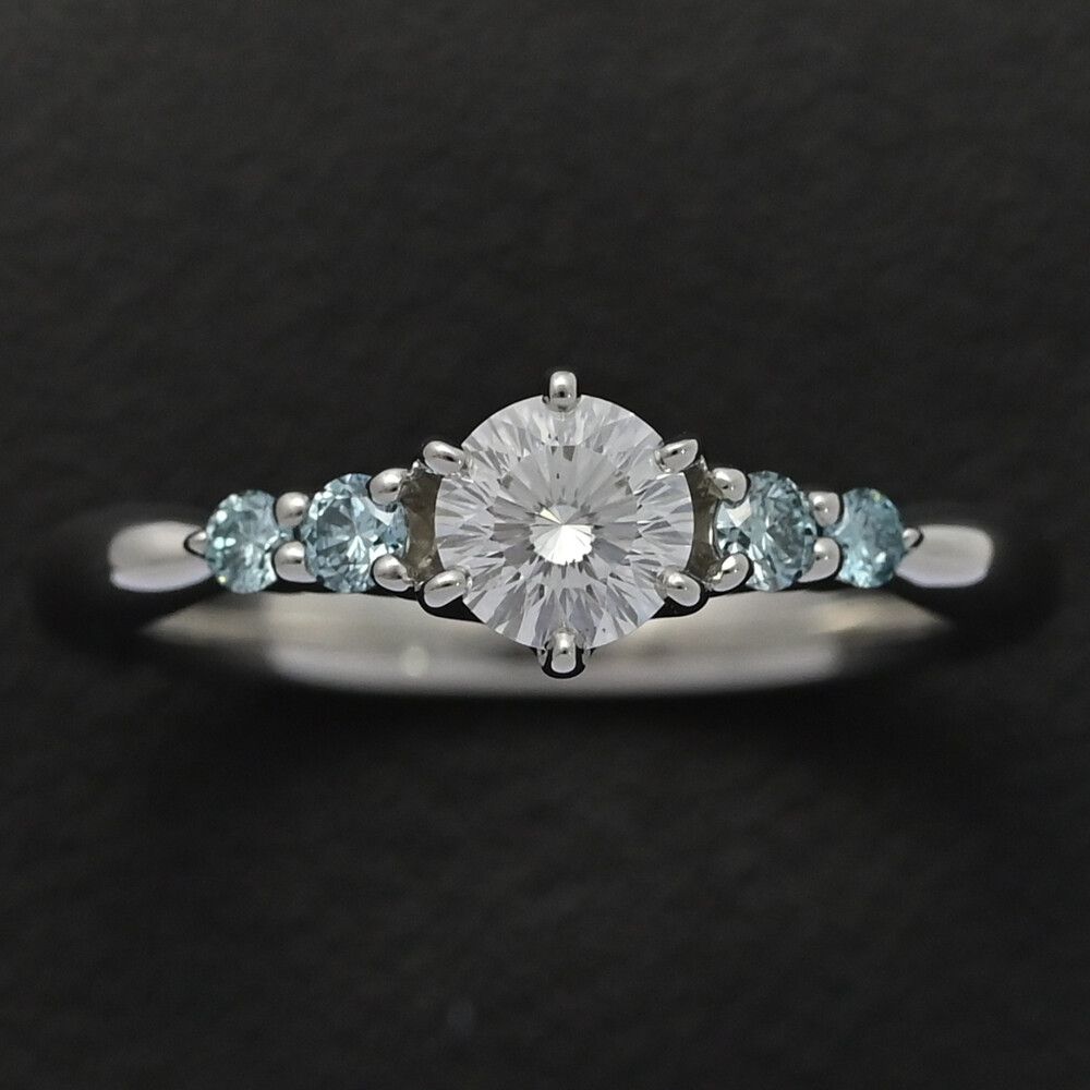 FD:0.1ct/カラーレスダイヤモンド ブルーダイヤモンド リング・指輪