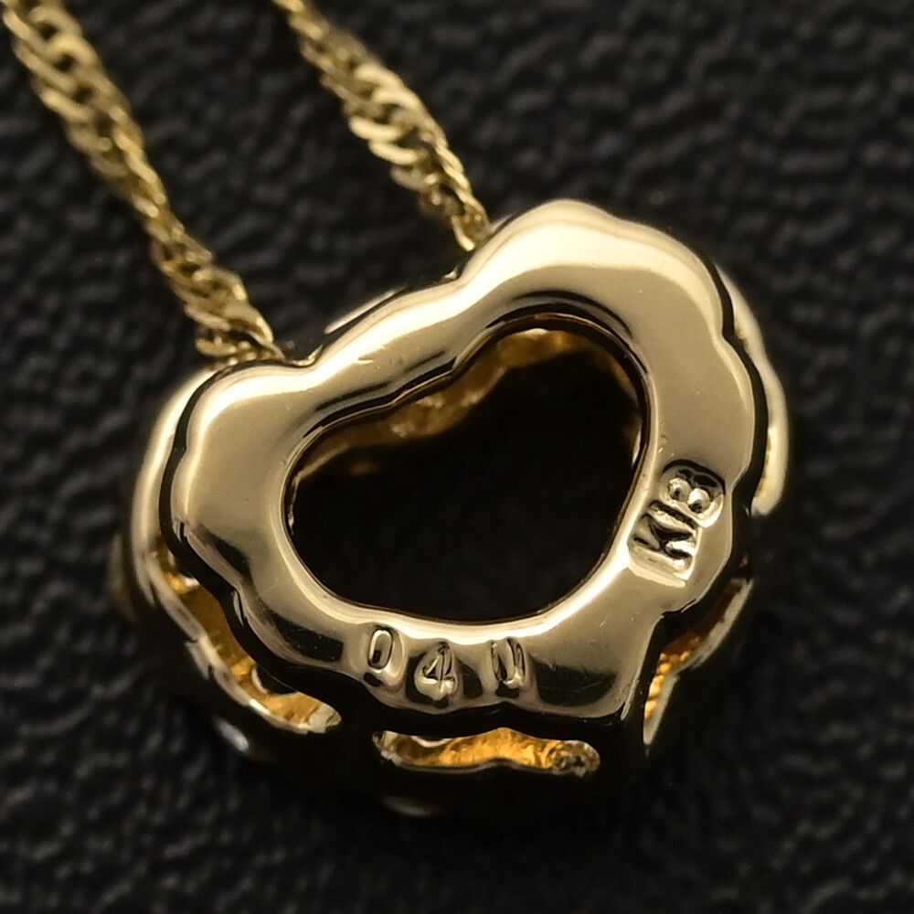 0.4ct/ハートモチーフ ダイヤモンド ネックレス・ペンダント/K18YG/750