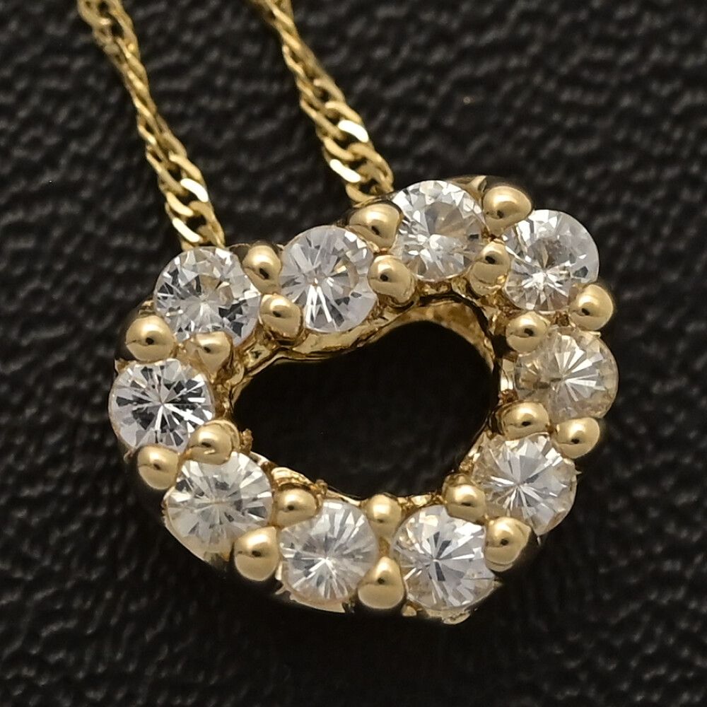 0.4ct/ハートモチーフ ダイヤモンド ネックレス・ペンダント/K18YG/750