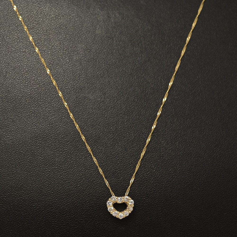 0.4ct/ハートモチーフ ダイヤモンド ネックレス・ペンダント/K18YG/750