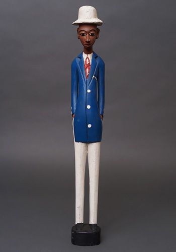 アフリカ コートジボワール コロン人形 XLサイズ No.8 ブルースーツの