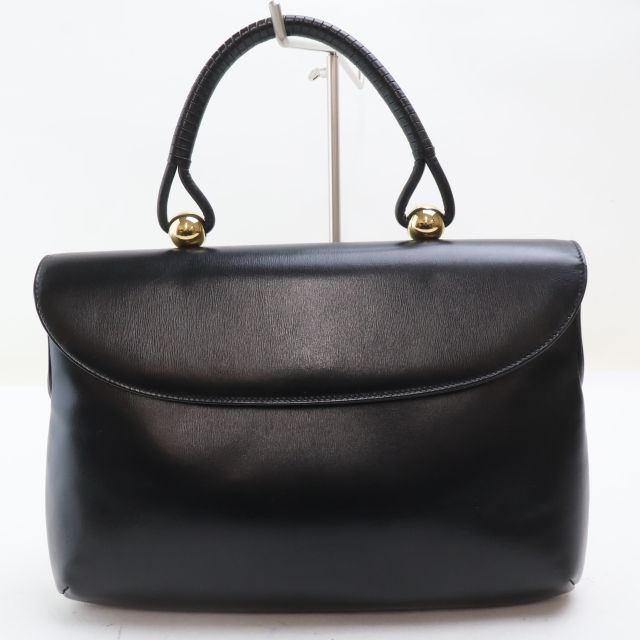 2512-33 濱野 ハマノ ハンドバッグ Hamano レザー製 ブラック フラップ