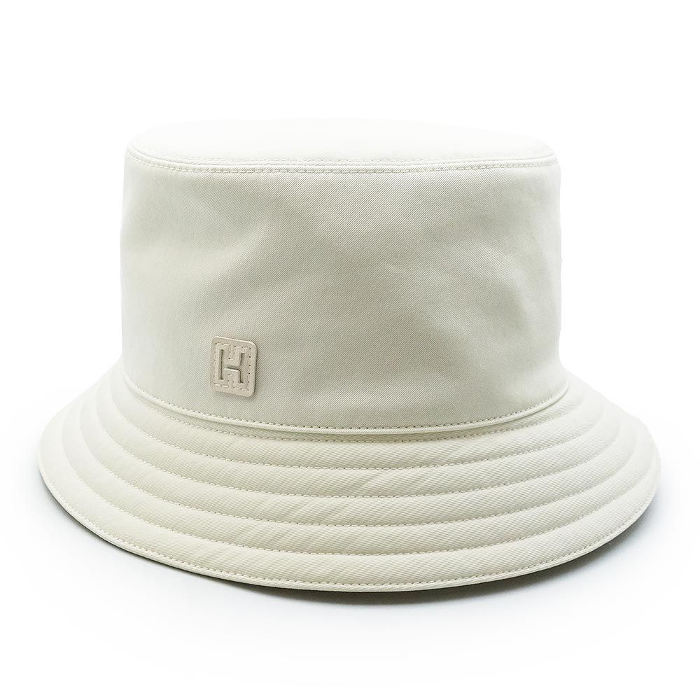 【新品】HERMES エルメス レザーハット57 フレッドキャップバケットハット HERMES エルメス レディース ハット サイズ 57 麻 羊革 レザー