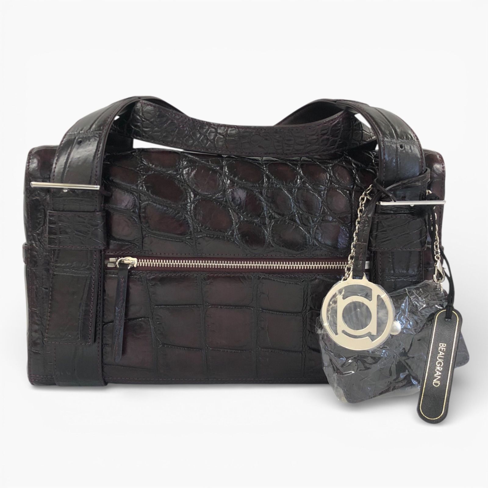 未使用 BEAUGRAND ボーグラン マットクロコダイ ハンドバック ボストン