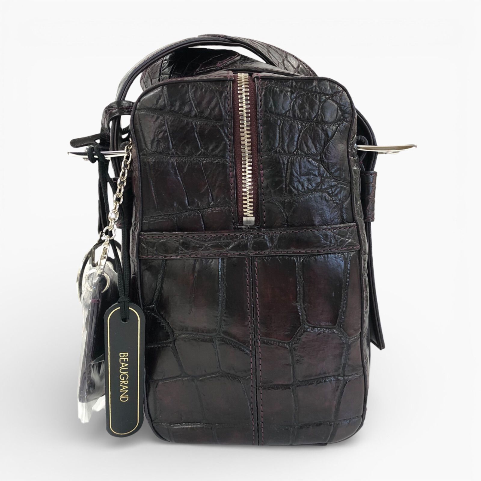 未使用 BEAUGRAND ボーグラン マットクロコダイ ハンドバック ボストン