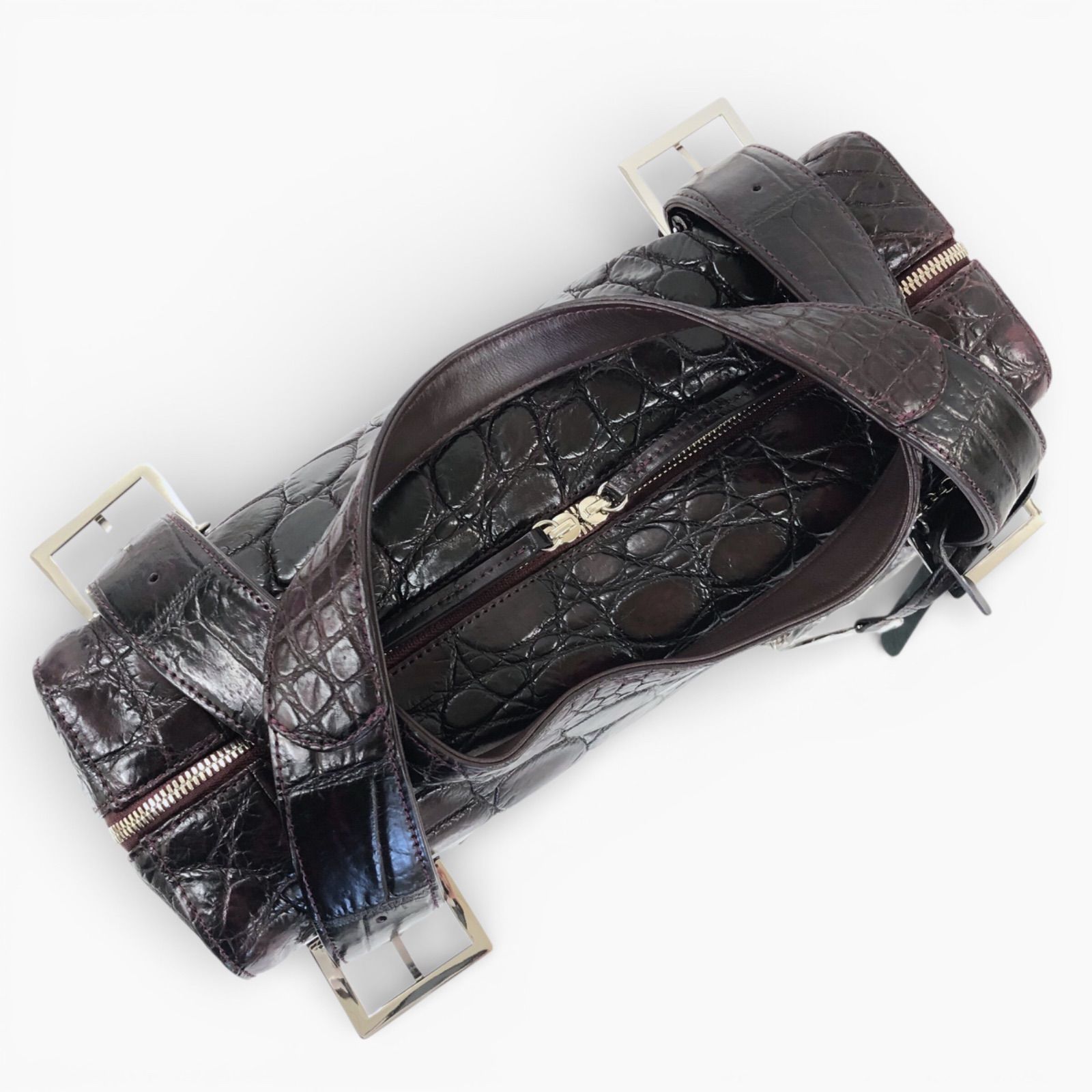 未使用 BEAUGRAND ボーグラン マットクロコダイ ハンドバック ボストン