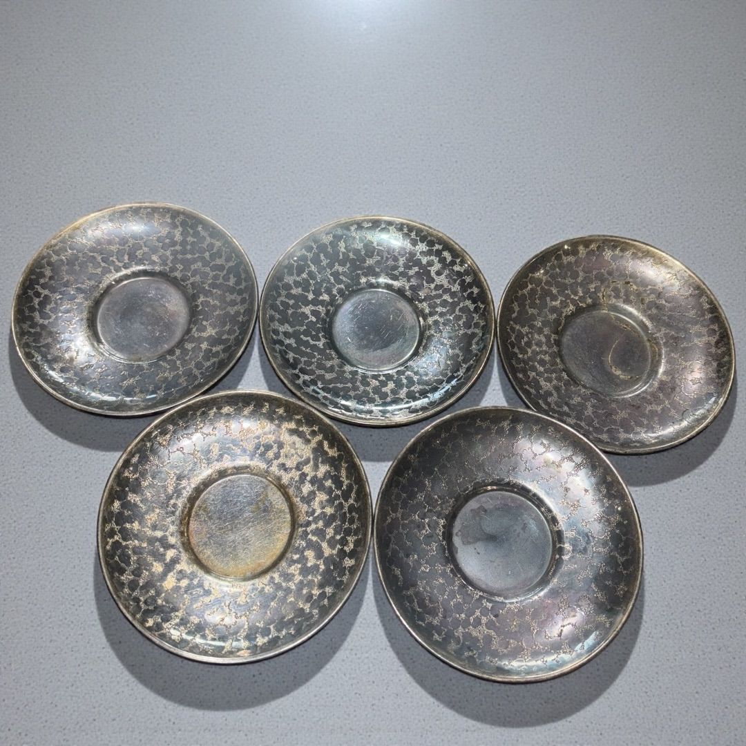 【激レア☆昭和レトロ】お値下げ！銀川堂　いぶし銀本舗　特選黄銅製 茶托 いぶし銀 黄銅 茶道具 銀川堂 5客揃え 在庫複数 アンティーク