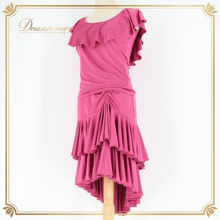 【美品 日本製 社交ダンス衣装】ピンク Chacott 上下セット ツーピース 美品 日本製 社交ダンス衣装】ピンク Chacott 上下セット ツーピース