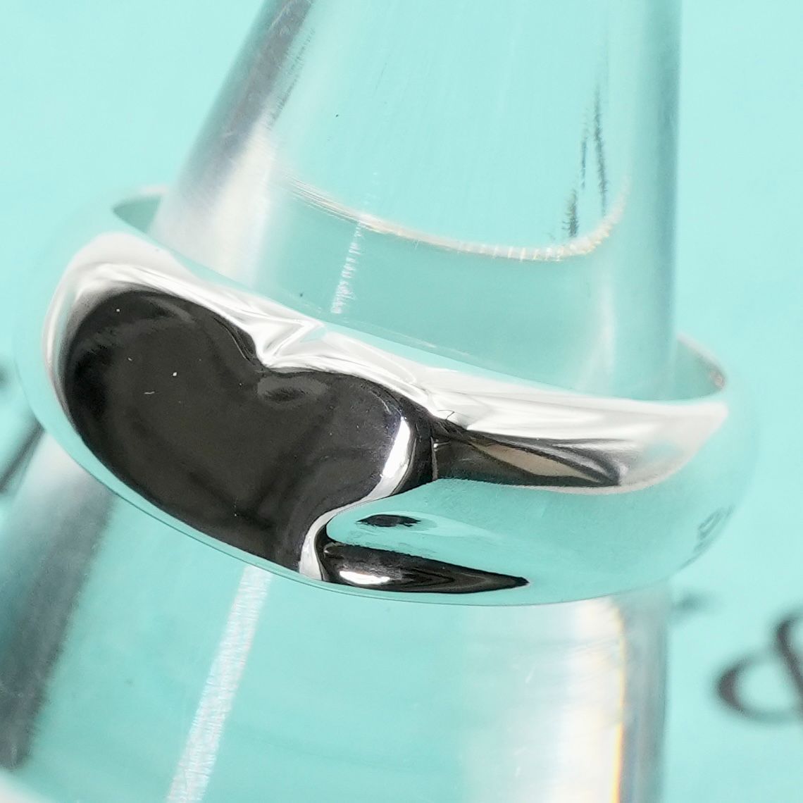 極美品11号 ティファニー カーブド ハート シグネット リング/25-2556