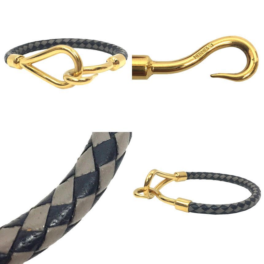 HERMES エルメス ジャンボブレス 編み込みレザー ブラック ゴールド金具 楽天市場】【ジュエリー】HERMES エルメス ジャンボブレス