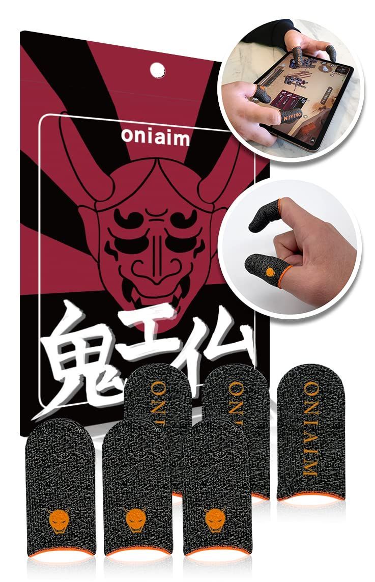 商品 指サック ゲーム スマホ ゲーミング FPS 音ゲー 荒野行動 PUBG Apex CoD 高感度 銀繊維 手汗対策 鬼サック 入り 橙色