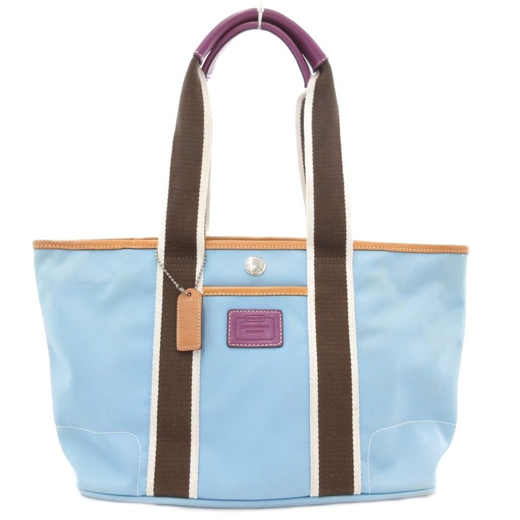 COACH シグネチャー トートバッグ ライトブルー ホワイト【国内正規品 