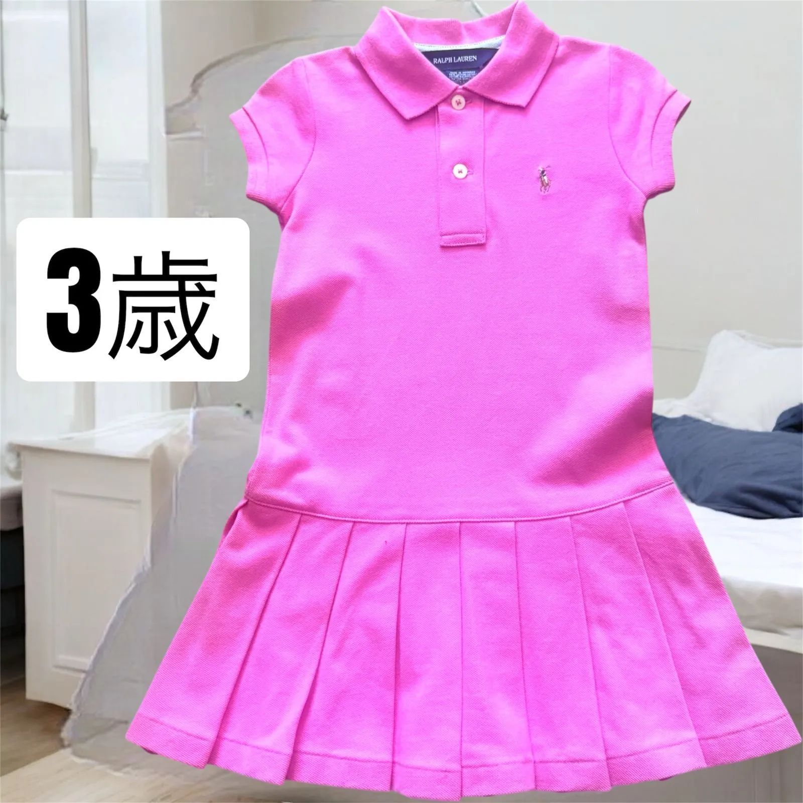 ほとんど未使用　Polo Ralph Lauren ピンクワンピース 新品 未使用 3歳 Ralph Lauren ラルフローレン ピンク 半袖 ポロ