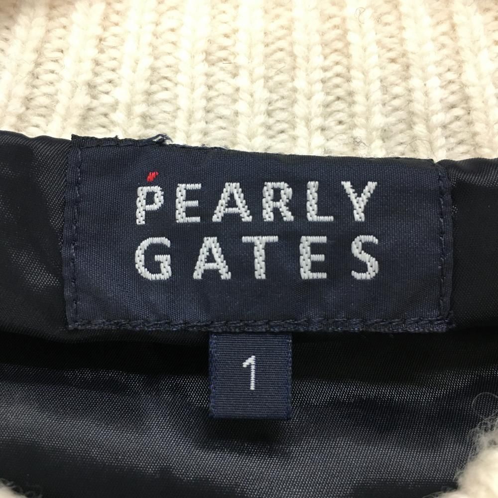 美品】パーリーゲイツ ニットジャケット 白×ネイビー 裏地付き 一部