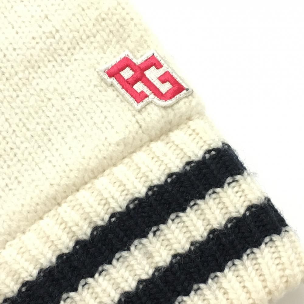 美品】パーリーゲイツ ニットジャケット 白×ネイビー 裏地付き 一部