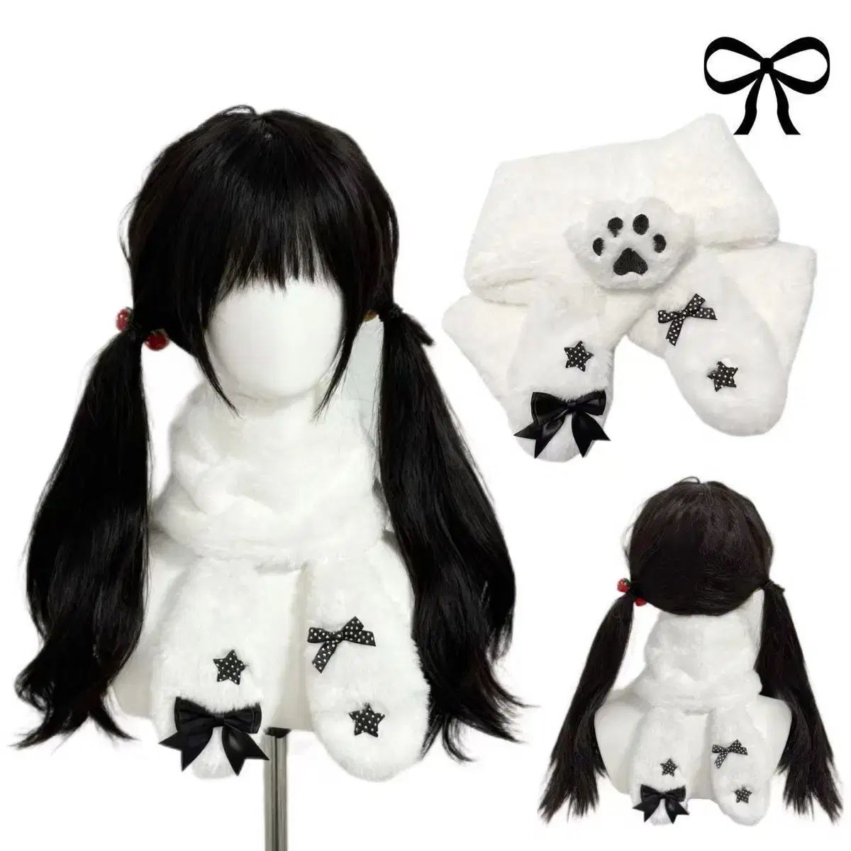 地雷系 星 装飾 猫の爪 PLUSH スカーフ