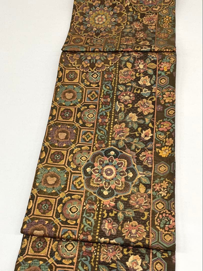 汕頭 蘇州 刺繍 袋帯 正絹 逸品♡豪華♡金彩入り♡汕頭・蘇州刺繍 正絹訪問着・正絹袋帯 2点セット♡