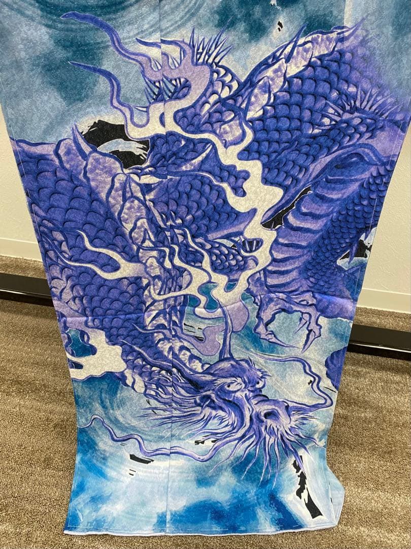 龍 訪問着 総柄 豪華 銀通し 仮絵羽 未仕立て品 八掛付き 正絹 大衆