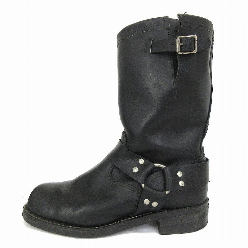 【中古】ジョージア ia エンジニアブーツ レザー ミドル丈 10 27cm位 黒 ブラック メンズ ジョージア Georgia エンジニアブーツ レザー ミドル丈 10 27cm位 黒