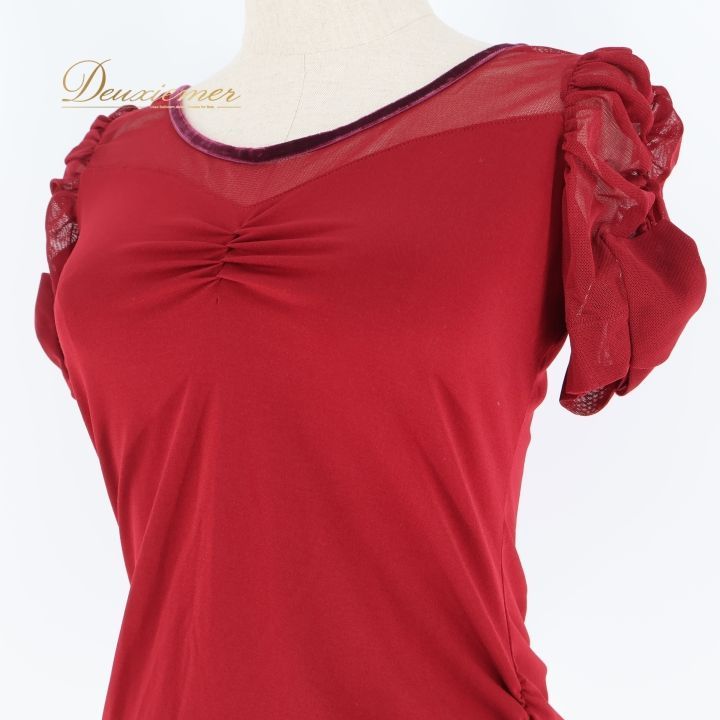 【社交ダンス】Chacottチャコット DANCE赤トップス&ボレロ 社交ダンス】チャコット ローズ色 スタンダードドレス 社交ダンス